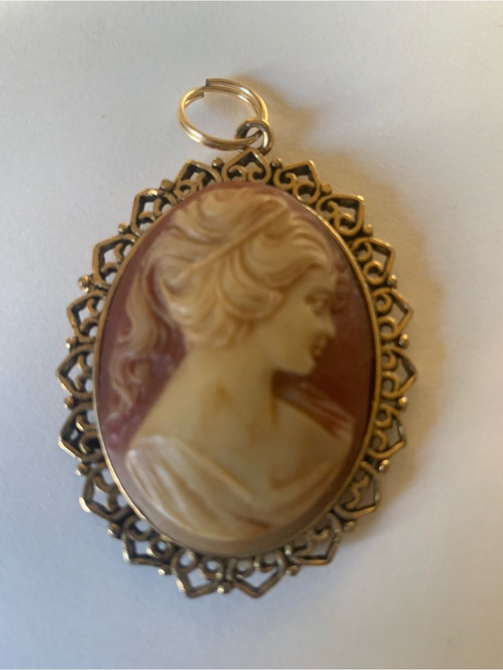 Vintage-Inspired Cameo Pendant Necklace in Cream and Brown
